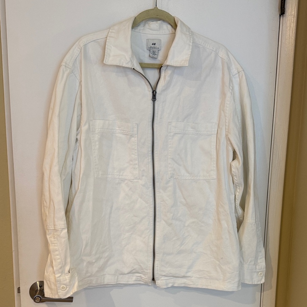H&M Men's Off-White Zip-Up Jacket